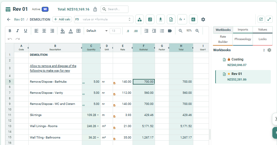Nezo costing workbook
