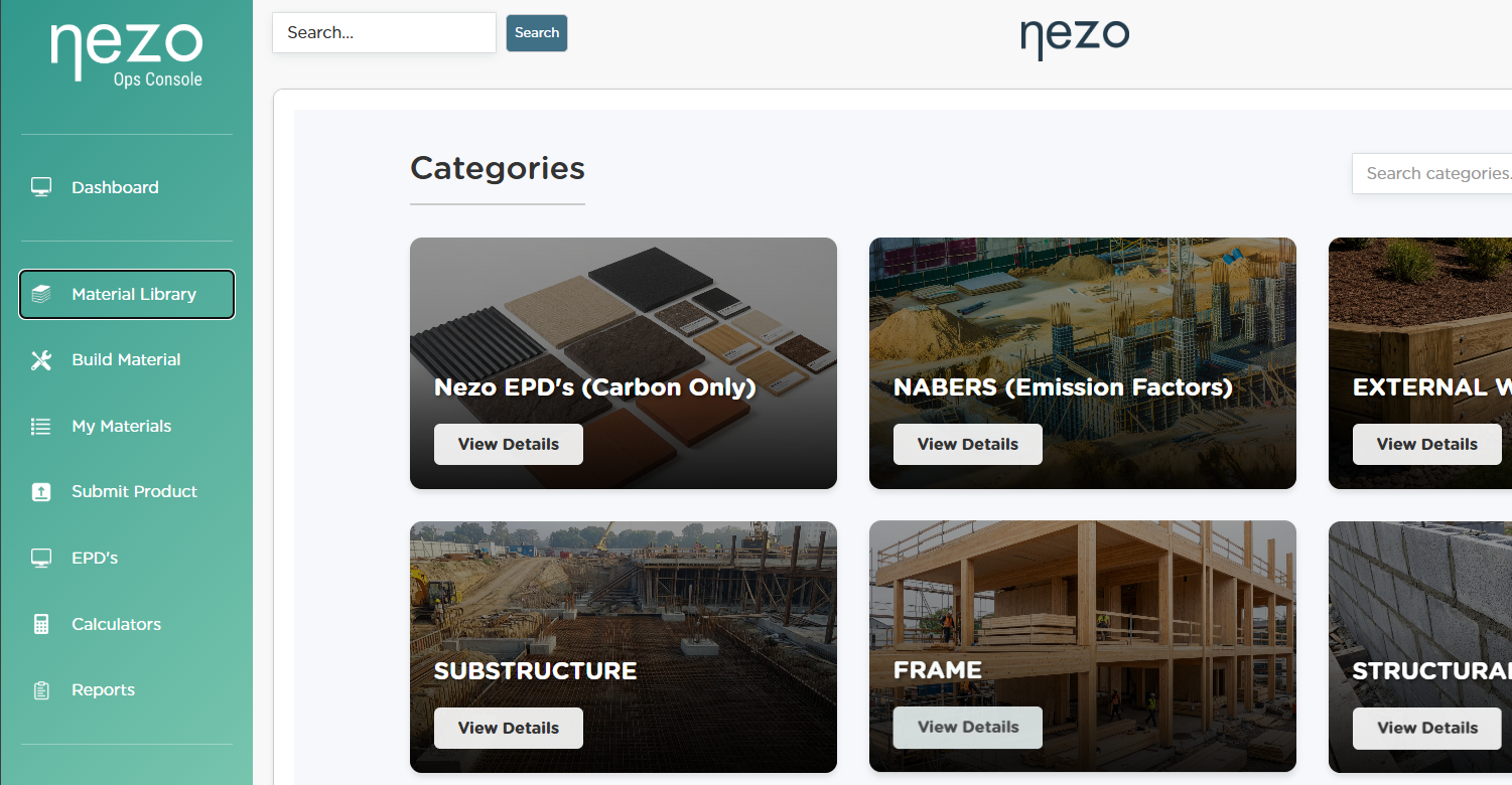 Nezo Ops Console material database